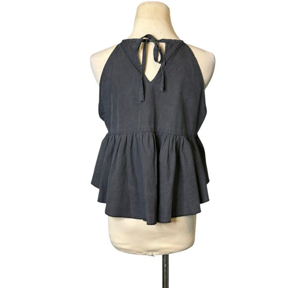 Shein charcoal Floral Embroidered Halter flowy top size Medium - Picture 8 of 13